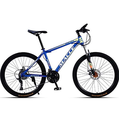 Mountain Bike : PBTRM Mountain Bike 26 Inch 30 Speed for Adult And Youth, High Carbon Steel Frame, Shock-Absorbing Front Fork, Double Disc Brake, Blue