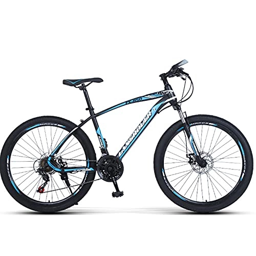 Mountain Bike : PBTRM Mountain Bike 26 Inch Bicycle 27-Speed MTB, High-Carbon Steel Frame, Lockable Front Fork, with Mechanical Double Disc Brake for Men And Women, Blue