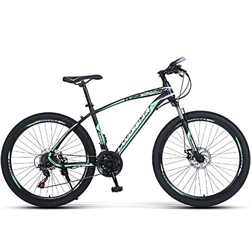 Mountain Bike : PBTRM Mountain Bike 26 Inch Bicycle 27-Speed MTB, High-Carbon Steel Frame, Lockable Front Fork, with Mechanical Double Disc Brake for Men And Women, Green