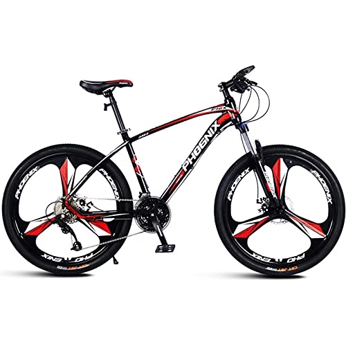 Mountain Bike : PBTRM Mountain Bike 26 Inch for Women And Men, 27 Speed Dual Disc Brake City Moutain Bicycle for Adults And Teens, Shock-Absorbing Front Fork, Aluminum Alloy Frame MTB Bikes, Red