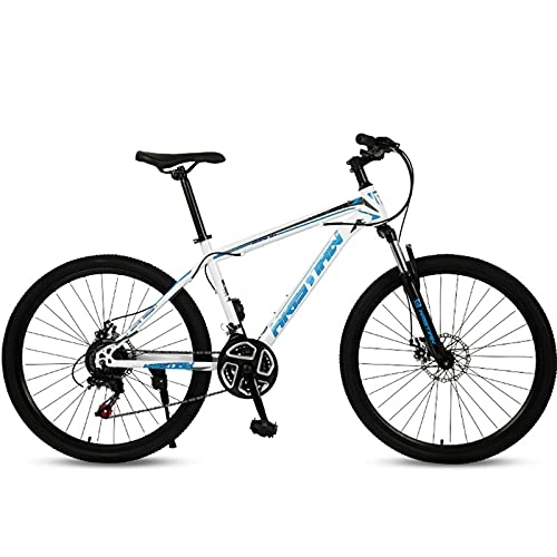 Mountain Bike : PBTRM Mountain Bike for Adult And Youth, 26 Inch 27 Speed, High Carbon Steel Frame, Shock-Absorbing Front Fork, Mechanical Disc Brake, White