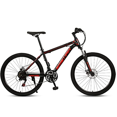 Mountain Bike : PBTRM Mountain Bike Mens And Womens, 26-Inch Wheels, Front Suspension, Double Disc Brake Bicycle MTB Bike, Red, 21 speed