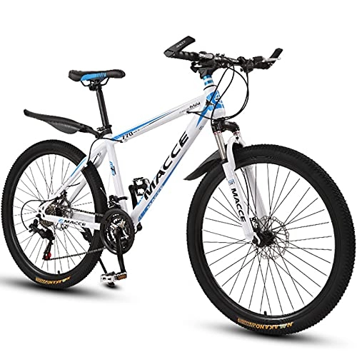 Mountain Bike : PBTRM MTB Outroad Mountain Bike 26Inch, Double Disc Brake Suspension Fork Anti-Slip Bikes, for Adult Or Teens for Outdoor, White, 21 speed