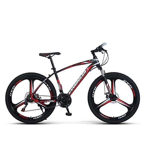 Mountain Bike : PBTRM Steel Frame Mountain Bike 24 / 26 Inch, 3 Spoke Mag Wheels Full Suspension Bicycle, 21 / 24 / 27 Speed Dual Disc Brakes Front Suspension Bicycle for Adult Men Or Women, 24" B, 24 Speed