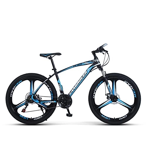 Mountain Bike : PBTRM Steel Frame Mountain Bike 24 / 26 Inch, 3 Spoke Mag Wheels Full Suspension Bicycle, 21 / 24 / 27 Speed Dual Disc Brakes Front Suspension Bicycle for Adult Men Or Women, 24" C, 27 Speed