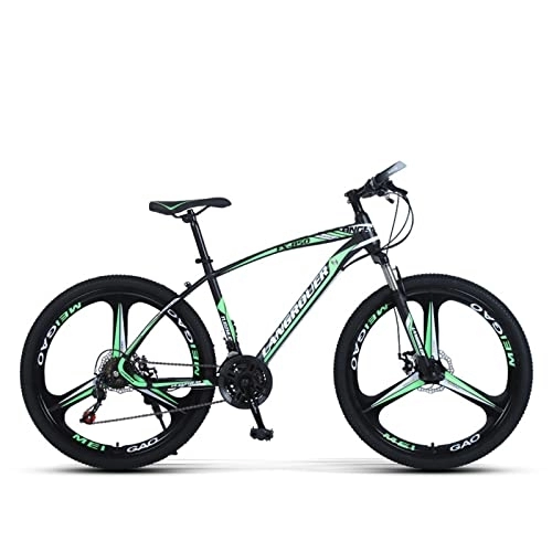 Mountain Bike : PBTRM Steel Frame Mountain Bike 24 / 26 Inch, 3 Spoke Mag Wheels Full Suspension Bicycle, 21 / 24 / 27 Speed Dual Disc Brakes Front Suspension Bicycle for Adult Men Or Women, 24" D, 27 Speed