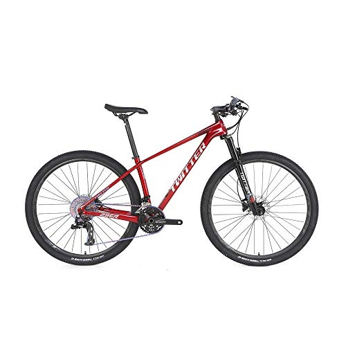 Mountain Bike : peipei 24 / 36 speed 27.5 / 29 off-road shock-absorbing mountain bike. Carbon fiber bicycle mountain bike carbon fiber bicycle-Red and white_27.5 inches x 19.