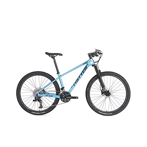 Mountain Bike : peipei 24 / 36 speed 27.5 / 29 off-road shock-absorbing mountain bike. Carbon fiber bicycle mountain bike carbon fiber bicycle-Sky blue_27.5 x 17