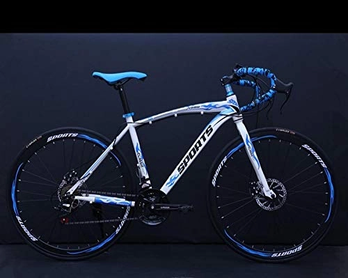 Mountain Bike : PengYuCheng Speed bicycle 21 speed men and women bicycle alloy knife ring. 40 ring road racing bicycle double disc brakes adult speed student car q14