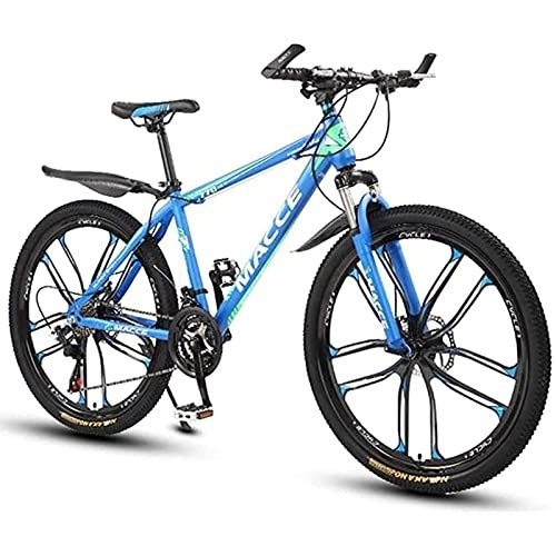 Mountain Bike : PhuNkz 26 inch Mountain Bike for Adult Mens Womens Bicycle Mtb 21 / 24 / 27 Speeds Lightweight Carbon Steel Frame with Front Suspension / Blue / 21 Speed