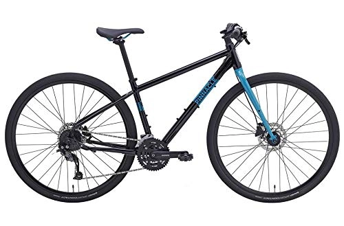 Mountain Bike : Pinnacle Lithium 4 2019 Womens Hybrid Bike 27 Speed Disc Brake 700c Wheels Black