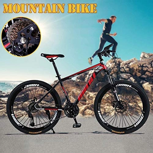 Mountain Bike : PLYY Mountain Bike 26 Inch Mountain Bikes Steel Hardtail Mountain Bicycle With Front Suspension Adjustable Seat Spoke Small Portable Bicycle Adult (Color : Red)