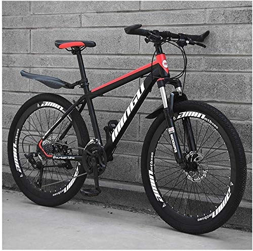 Mountain Bike : PLYY Mountain Bike 26 Inches, Double Disc Brake Frame Bicycle Hardtail With Adjustable Seat, Country Men's Mountain Bikes 21 / 24 / 27 / 30 Speed (Color : Black Red, Size : 30 speed)