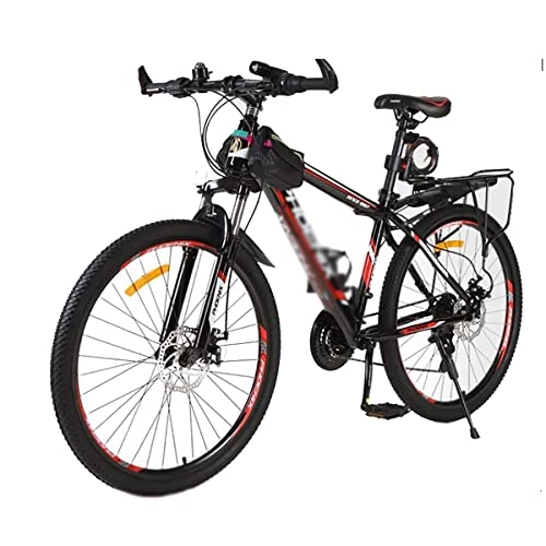 Mountain Bike : Professional Racing Bike, 26 inch Mountain Bike 3 Spoke Wheels 24 Speed Shift High Carbon Steel Frame Mountain Bicycle with Dual Disc Brake System / Blue / 24 Speed (Color : Red, Size : 24 Speed)