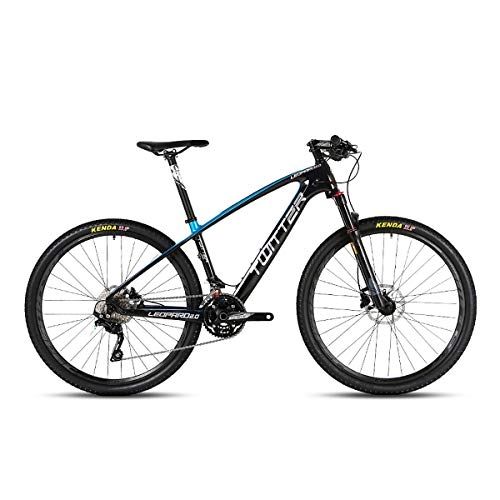 Mountain Bike : PXQ Adults Mountain Bike Carbon Fiber SHIMANO M7000-33 Speeds Off-road Bike with Air Pressure Shock Absorber and Front Fork Oil Brake Bicycles 26 / 27.5Inch, Blue, 26"*15.5