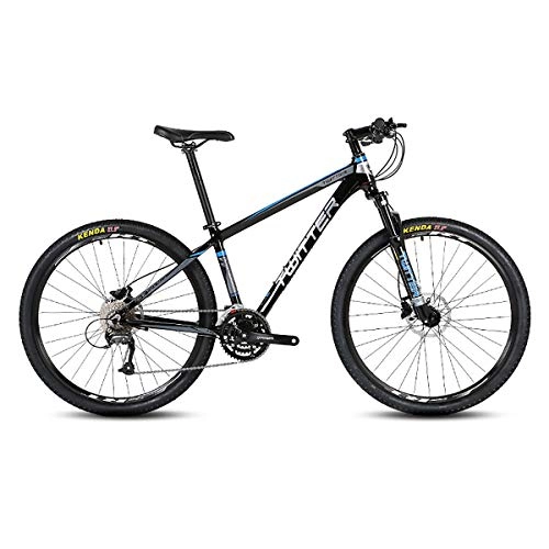 Mountain Bike : PXQ Adults Mountain Bike SHIMANO M370-27 Speeds Dual Line Disc Brake Off-road Bike for Mens and Womens Aluminum Alloy Bicycles with Shock Absorber 26 / 27.5Inch, Black1, 26"*17