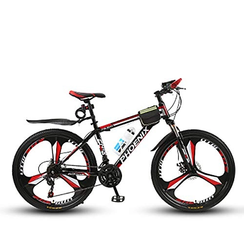 Mountain Bike : PXQ Lightweight 26 Inch Mountain Bike 21 / 24 / 27 Speed Shock Absorber Off-road Bicycles, Dual Disc Brakes and 17" High Carbon Hard Tail Frame, Black, B27S