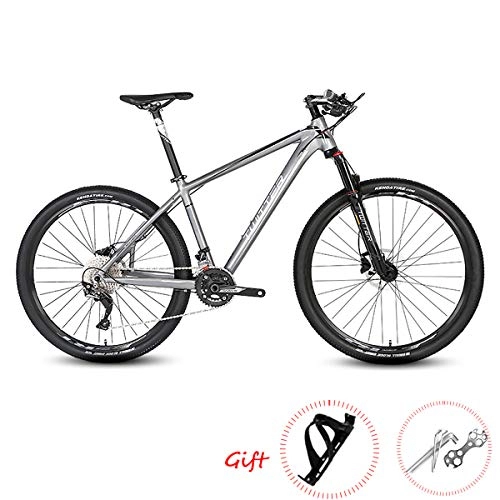 Mountain Bike : PXQ Mountain Bike 27.5 / 26Inch Adults 22 Speeds Disc Brake Off-road Bike Cycling with Shock Absorber, Aluminum Alloy Mechanical Suspension Fork Bicycles, Gray, 27.5 * 17