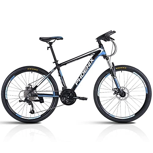 Mountain Bike : PY 24 / 26 / 27.5-Inch Mountain Bike, 27 Speed Mountain Bicycle with High Carbon Steel Frame and Double Disc Brake, Front Suspension Shock-Absorbing Men and Women's Cycling Road Bike / Black Blue / 27.5Inch 2