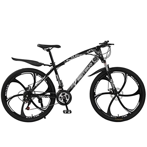 Mountain Bike : QCLU 24 / 26 Inch Mountain Bike 21 Speed Disc Brakes Hardtail MTB, Trekking Bike Men Bike Girls Bike, Full Suspension Mountain Bike (Color : Black, Size : 24 Inch)