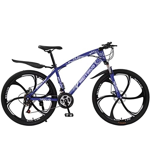 Mountain Bike : QCLU 24 / 26 Inch Mountain Bike 21 Speed Disc Brakes Hardtail MTB, Trekking Bike Men Bike Girls Bike, Full Suspension Mountain Bike (Color : Blue, Size : 24 Inch)