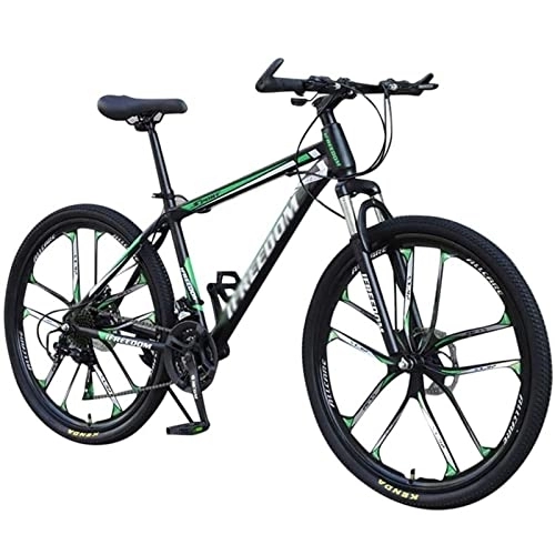 Mountain Bike : QCLU 26 Inch Mountain Bike, 21- speed Disc Brakes Hardtail MTB, Trekking Bike Men Bike Girls Bike, Full Suspension Mountain Bike (Color : Green)