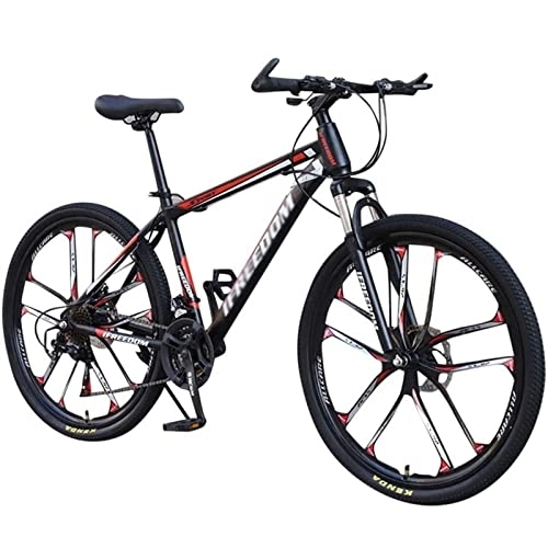 Mountain Bike : QCLU 26 Inch Mountain Bike, 21- speed Disc Brakes Hardtail MTB, Trekking Bike Men Bike Girls Bike, Full Suspension Mountain Bike (Color : Red)