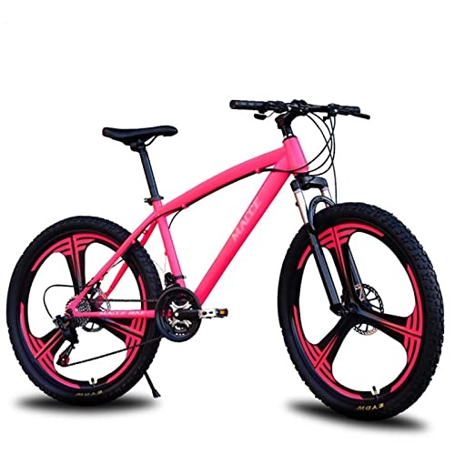 Mountain Bike : QCLU 26 Inch Mountain Bike, Variable Speed 21 Speed Mountain Bike Adult Student Bicycle Outdoor Driving Feeling Durable Relaxed and Comfortable Bike (Color : Pink)