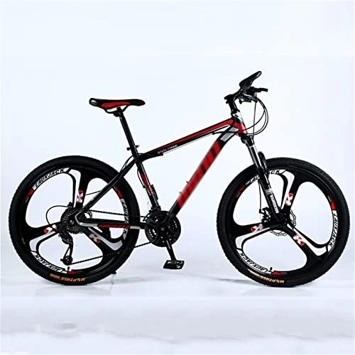 Mountain Bike : QCLU 26 Inch Wheel Mountain Bike, 21 Speed, Disc Brakes Hardtail MTB, Trekking Bike Men Bike Girls Bike, Cruiser Bicycle Beach Ride Travel Sport White / Red / Black (Color : Black, Size : 24-Speed)