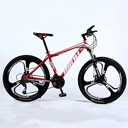 Mountain Bike : QCLU 26 Inch Wheel Mountain Bike, 21 Speed, Disc Brakes Hardtail MTB, Trekking Bike Men Bike Girls Bike, Cruiser Bicycle Beach Ride Travel Sport White / Red / Black (Color : Red, Size : 24-Speed)