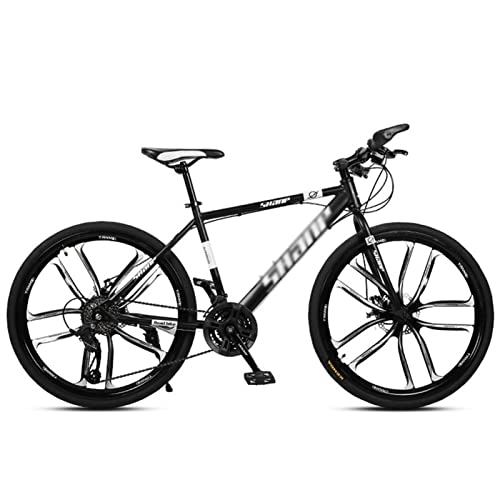 Mountain Bike : QCLU Mountain Bike, 24 / 26 Inch Disc Brakes Hardtail MTB, for Men and Women MTB Bike with Adjustable Seat, Double Disc Brake, 10 Wheel Cutters (Color : Black, Size : 24-Speed)