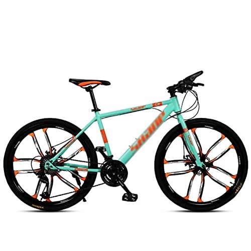 Mountain Bike : QCLU Mountain Bike, 24 / 26 Inch Disc Brakes Hardtail MTB, for Men and Women MTB Bike with Adjustable Seat, Double Disc Brake, 10 Wheel Cutters (Color : Green, Size : 24-Speed)