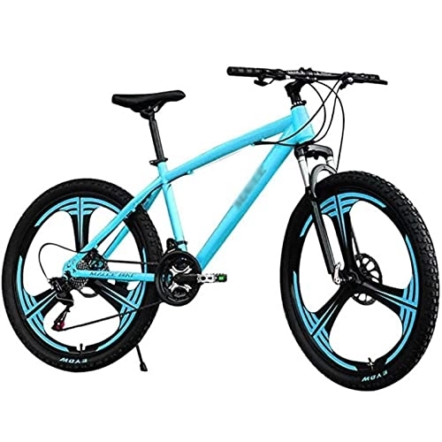 Mountain Bike : QCLU Mountain Bike, 26 Inch Carbon Steel Mountain Bike, 3-spoke Rims, 21-speed Racing Bike, Full Suspension MTB Adult Bike, Student Bicycle, City Bike (Color : Blue)