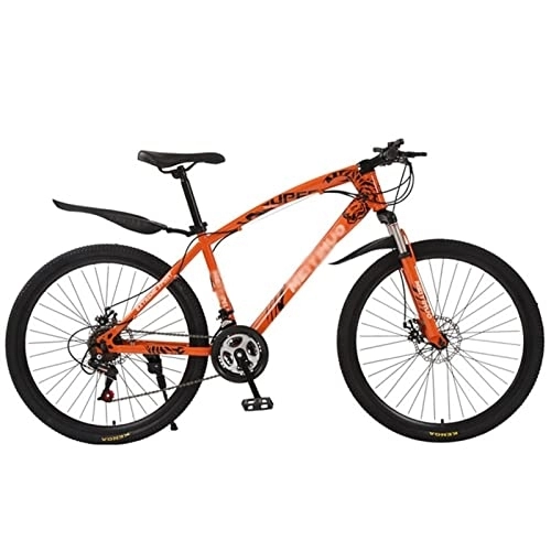 Mountain Bike : QCLU Mountain Bikes Youth Bike 26 Inch 21 Gear Bicycles, Disc Brake, Suspension Fork Bicycle Adult Full Suspension MTB Gearshift Dual Disc Brakes (Color : Orange)