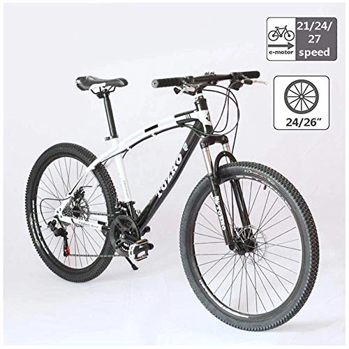 Mountain Bike : Qinmo Bicycle 24" 26" Mountain Bike for Adult, 21 / 24 / 27-Speed High-carbon Steel Hardtail with Adjustable Seat, Suspension Fork Disc Brake Men's Mountain Bikes, Size:21 speed, Colour:24 Inch