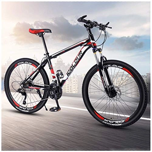 Mountain Bike : Qinmo Trafficker 26 Inch Mountain Bikes, Men's Dual Disc Brake Hardtail Mountain Bike, High-carbon Steel Frame, Bicycle Adjustable Seat, 24 Inch 21 / 24 / 27 / 30 Speed (Color : 24 Inch, Size : 21 speed)