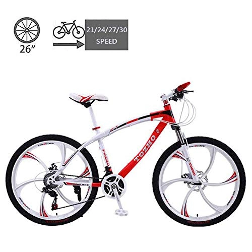 Mountain Bike : Qinmo Trafficker Adult Mountain Bikes 26 in, Carbon Steel Mountain Bike, with Front Suspension Adjustable Seat, 21 / 24 / 27 / 30 Speed ?Gears Dual Disc Brakes Mountain Bicycle
