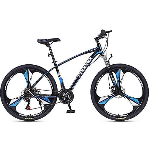 Mountain Bike : QIU Adult Mountain Bike, 26-Inch Wheels, Mens, Womens Kids18-Inch Steel Frame, 21 Speed, Disc Brakes (Color : Blue, Size : 26")