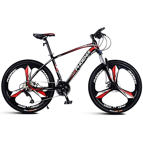 Mountain Bike : QIU Adult Mountain Bike, 26-Inch Wheels, Mens, Womens Kids18-Inch Steel Frame, 21 Speed, Disc Brakes (Color : Red, Size : 26")