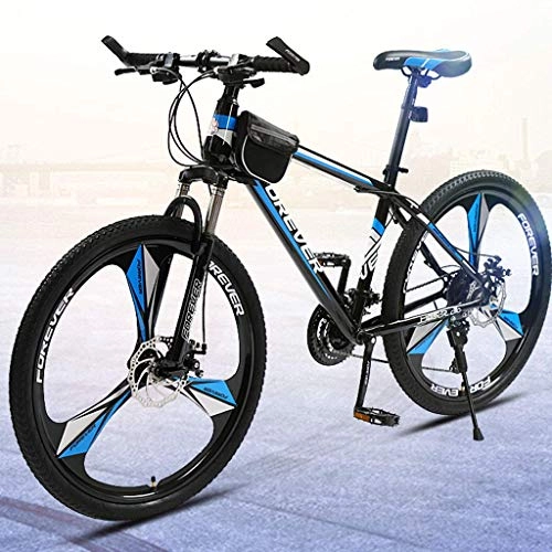 Mountain Bike : Qj Mountain Bike, 26 Inch 30-Speed Shiftable Bicycle Student Double Disc Off-Road Brake Racing, Adult Bicycle Blue