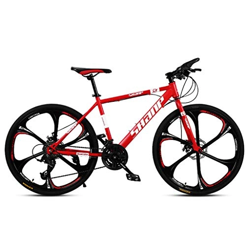 Mountain Bike : Qj Mountain Bike, 26" Inch 6-Spoke Wheels High-Carbon Steel Frame, 21 / 24 / 27 / 30 Speed Adjustable MTB Bike with Disc Brakes And Suspension Fork, Red, 27Speed
