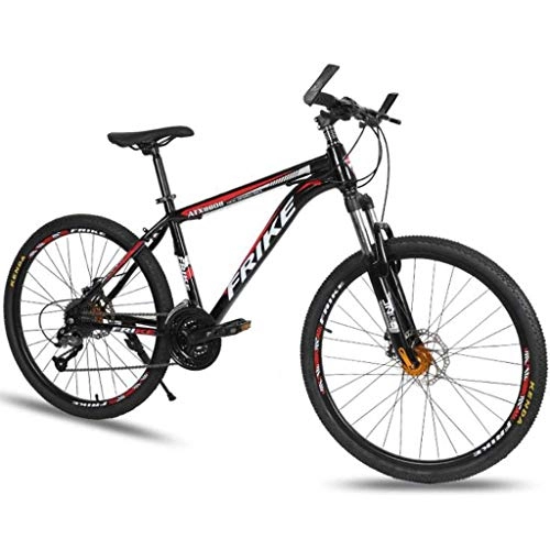 Mountain Bike : Qj Mountain Bike 26" Women / Men Ravine Bike Carbon Steel Frame Disc Brake Front Suspension, Red, 21speed