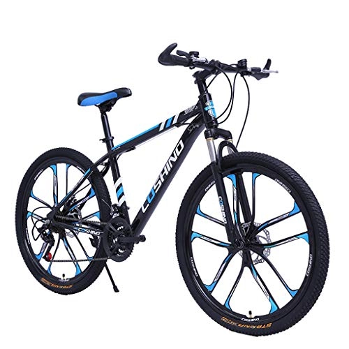 Mountain Bike : Qj Mountain Bike, 30-Speed Shock-Absorbing Road Racing One Wheel 26-Inch Lightweight Shift Youth Bicycle White Blue
