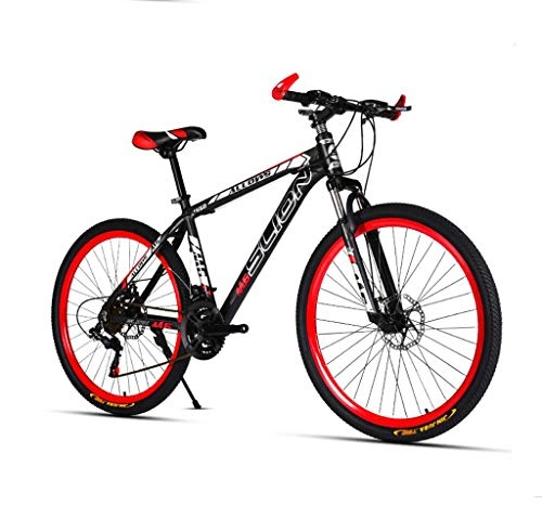 Mountain Bike : Qj Mountain Bike, Adult Bicycle 26 Inch Double Disc Brake Racing 30 Shift Off-Road Shock Absorber Student Bicycle Red