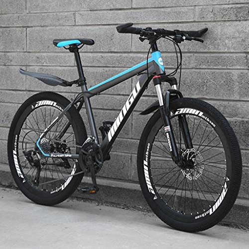 Mountain Bike : Qj Mountain Bike MTB 27 Speed Steel Frame 26 Inches Spoke Wheels Suspension Damping Bike, Blueblack