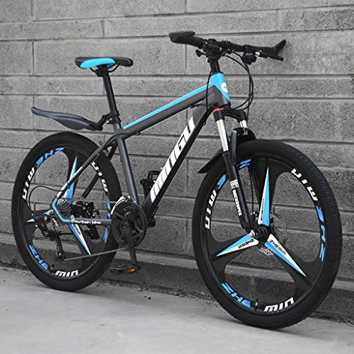 Mountain Bike : Qj Mountain Bike MTB 27 Speed Steel Frame 26 Inches Suspension Damping Bike, Blueblack