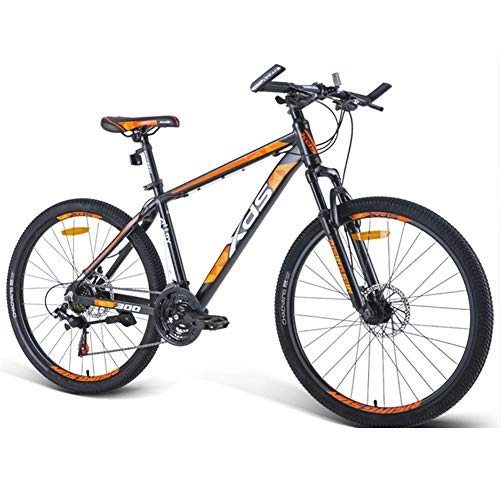 Mountain Bike : Qj Mountain Bikes 26 Inch, Aluminum 21 Speed Mountain Bike with Dual Disc Brake, Adult Alpine Bicycle, Anti-Slip Bikes, orange, 15.5in