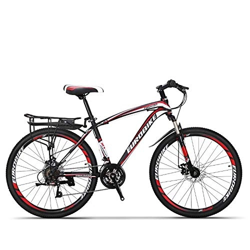 Mountain Bike : QJWY-Home 24-speedBikeDouble Disc Brake Suspension Fork Rear Suspension Anti-Slip Bikes unisex Bike-Black Red 26 inches-24 speed