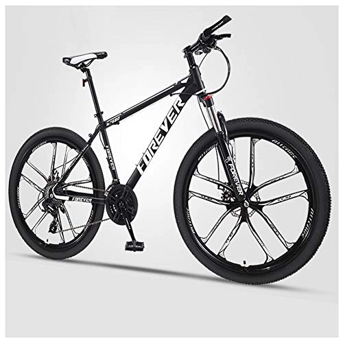 Mountain Bike : QMMD 24-Inch Men's Mountain Bikes, Hardtail Mountain Bike, Adult Dual Disc Brake Mountain Trail Bike, 21-24-27-30-Speed High-carbon Steel Anti-Slip Bikes, A 10 Spoke, 30 speed