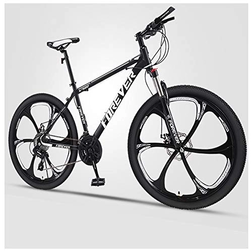 Mountain Bike : QMMD 24-Inch Men's Mountain Bikes, Hardtail Mountain Bike, Adult Dual Disc Brake Mountain Trail Bike, 21-24-27-30-Speed High-carbon Steel Anti-Slip Bikes, A 6 Spoke, 21 speed